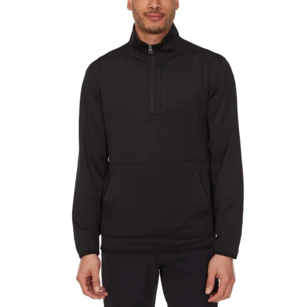Merrell Men's Quarter Zip Fleece Sweater, Black, Size XL